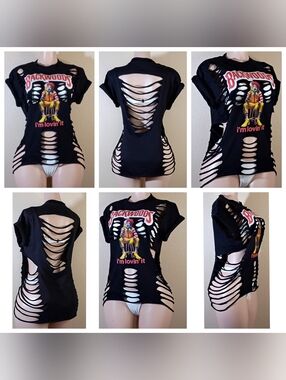 Black Custom  Distressed Graphic Tshirt